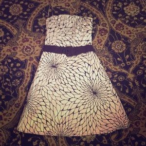 Brown and white strapless dress